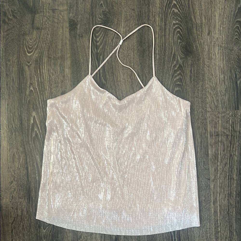 Express Silver pink Camisole Sleeveless Top with Criss-Cross Straps